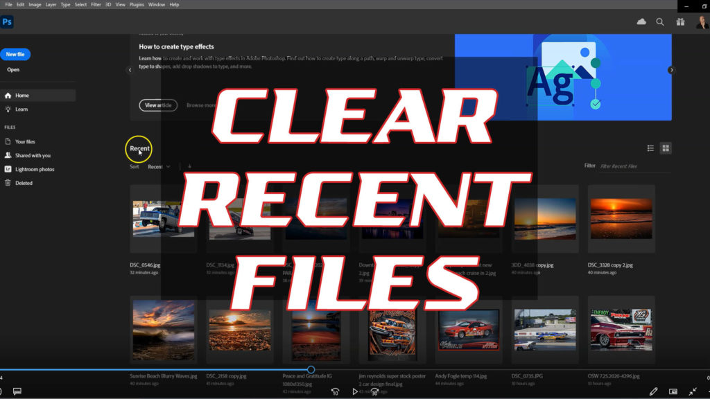 How to Clear RECENT FILES from Welcome Screen in Photoshop